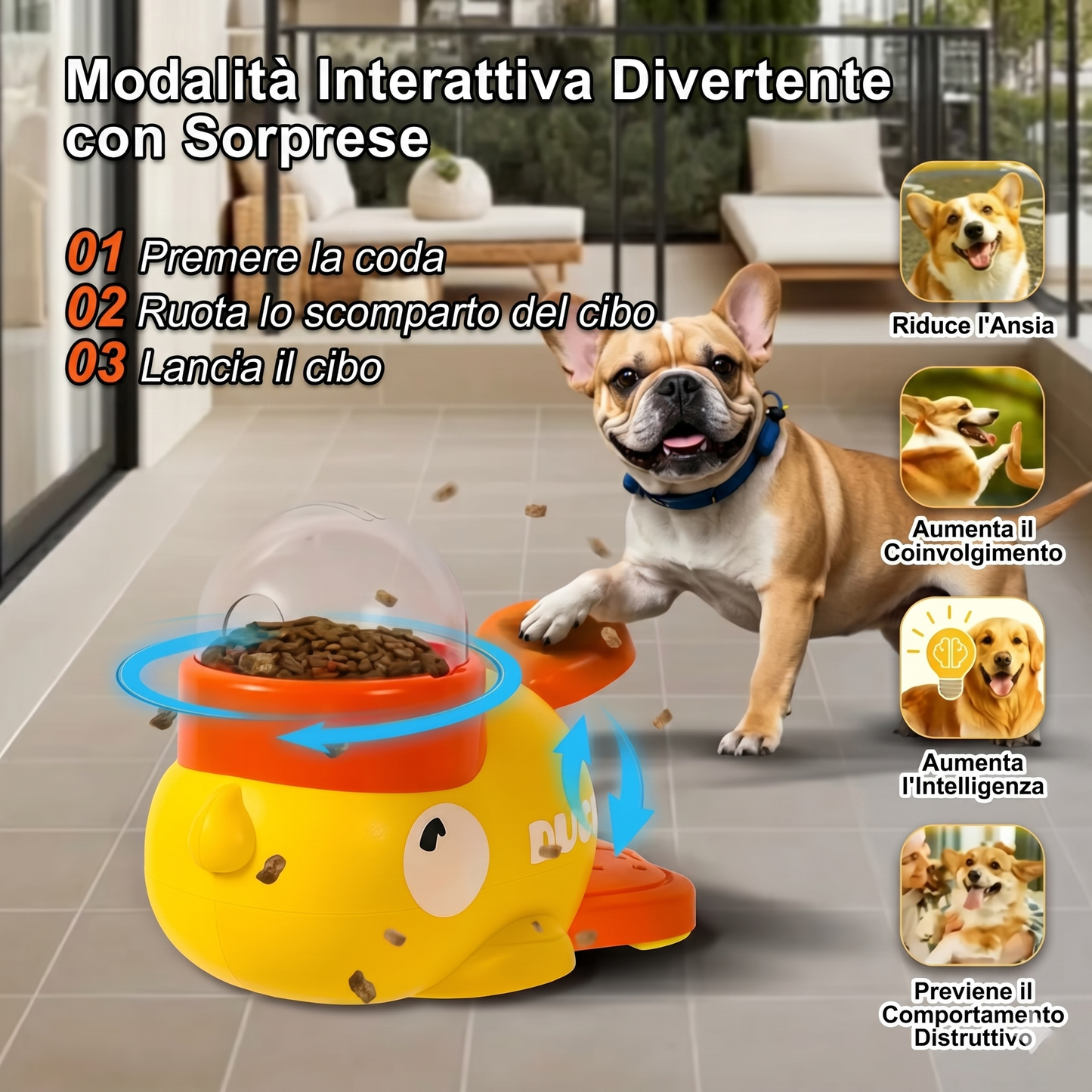 Dispenser Interattivo 'Duck' - Anti-Noia & Slow Feeder