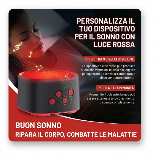 Dispositivo per il Sonno 2 in 1 | Terapia a Luce Rossa 670nm e Rumore Bianco