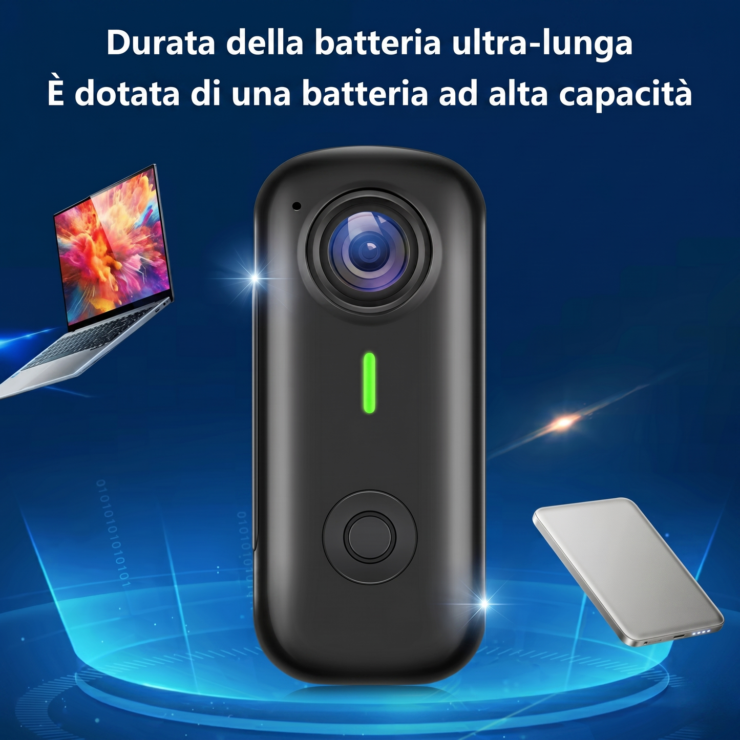 Mini Action Cam Magnetica Lenovo 2K | Thumb Camera Indossabile con Wi-Fi e Stabilizzatore per Vlog, Moto e Sport