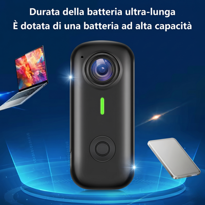 Mini Action Cam Magnetica Lenovo 2K | Thumb Camera Indossabile con Wi-Fi e Stabilizzatore per Vlog, Moto e Sport