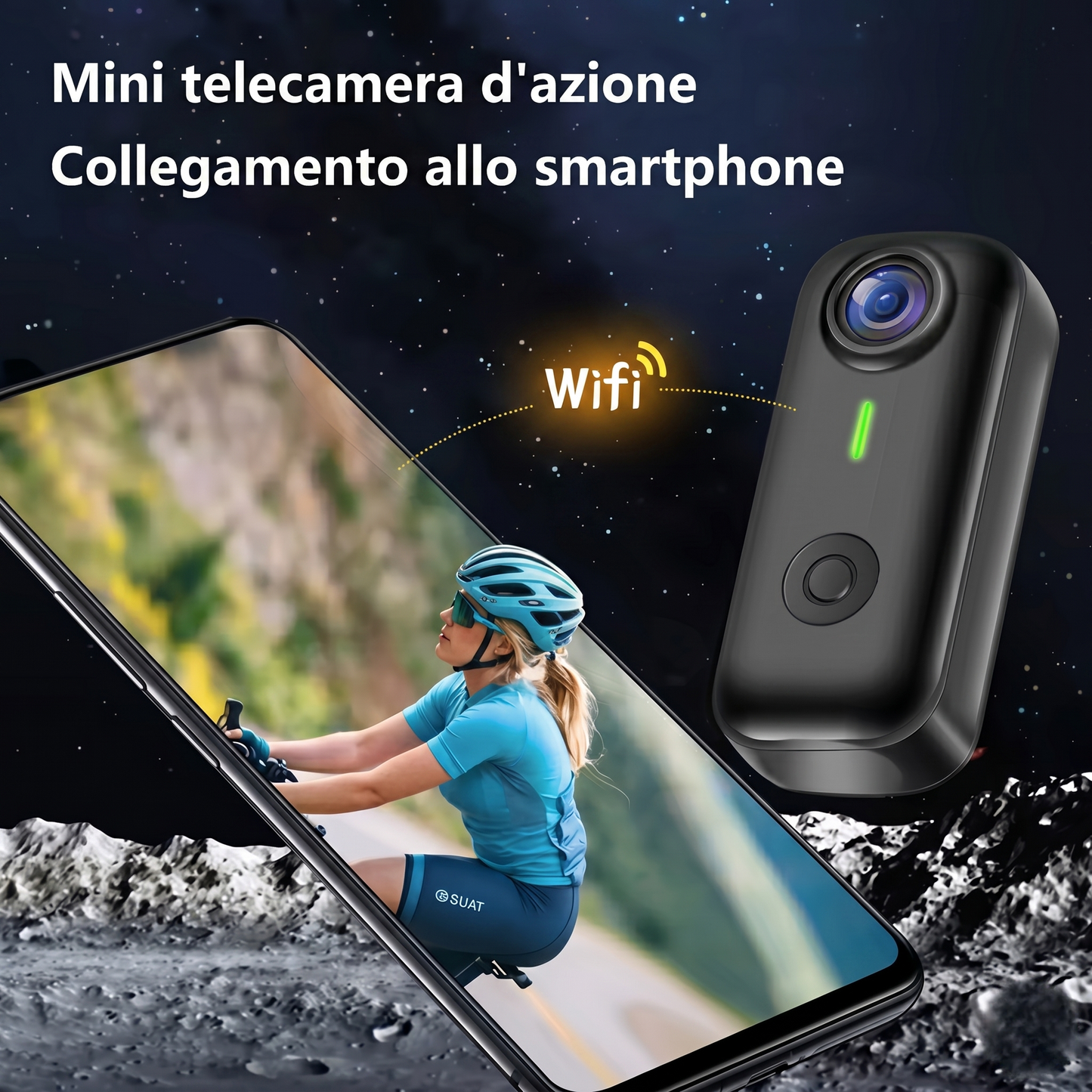 Mini Action Cam Magnetica Lenovo 2K | Thumb Camera Indossabile con Wi-Fi e Stabilizzatore per Vlog, Moto e Sport