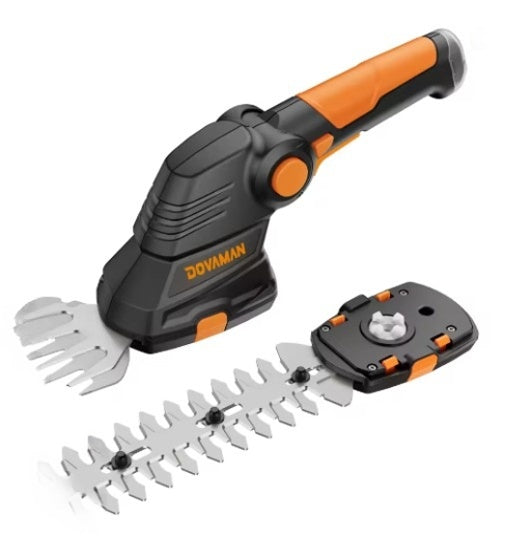 Cesoie da Giardino a Batteria DOVAMAN 7.2V | Tagliasiepi Elettrico 2 in 1 Leggero con Manico Regolabile