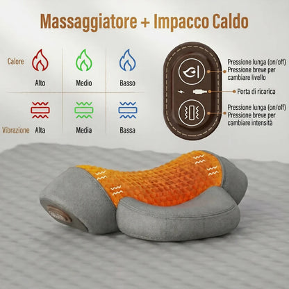 Cuscino Massaggiatore Collo e Spalle 3-in-1 | Massaggiatore in Memory Foam con Calore e Vibrazione