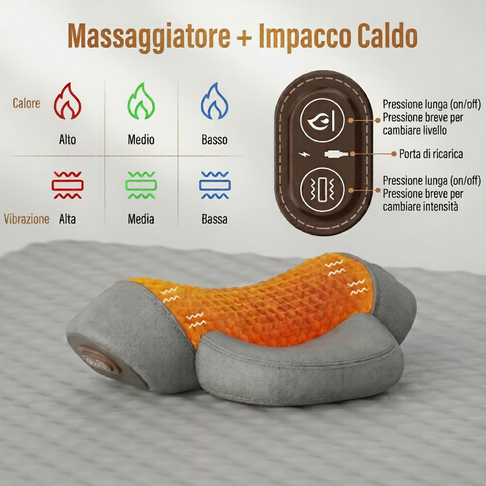 Massaggiatore Cervicale Elettrico 3-in-1 | Massaggiatore in Memory Foam con Calore e Vibrazione