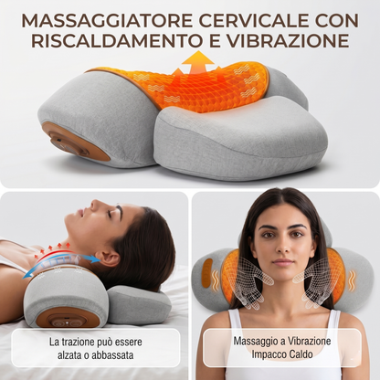 Massaggiatore Cervicale Elettrico 3-in-1 | Massaggiatore in Memory Foam con Calore e Vibrazione