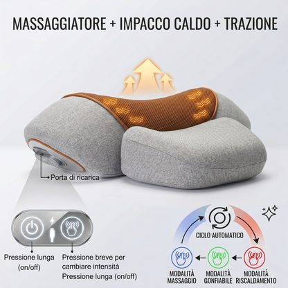 Massaggiatore Cervicale Elettrico 3-in-1 | Massaggiatore in Memory Foam con Calore e Vibrazione