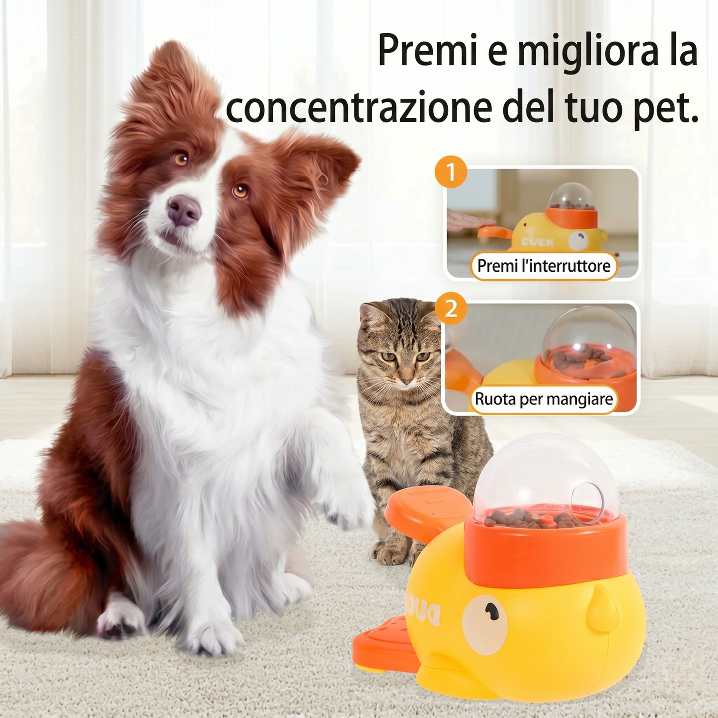 Dispenser Interattivo 'Duck' - Anti-Noia & Slow Feeder