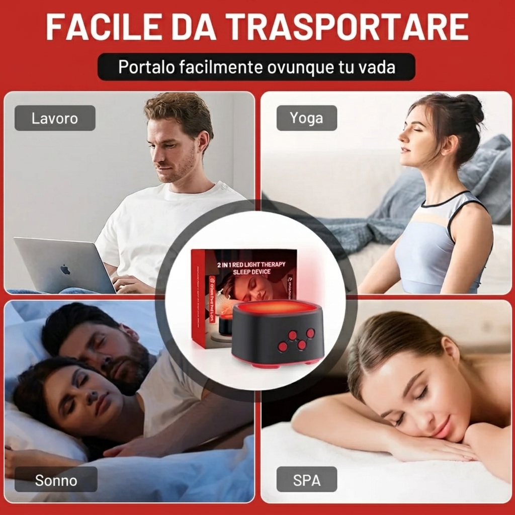 Dispositivo per il Sonno 2 in 1 | Terapia a Luce Rossa 670nm e Rumore Bianco