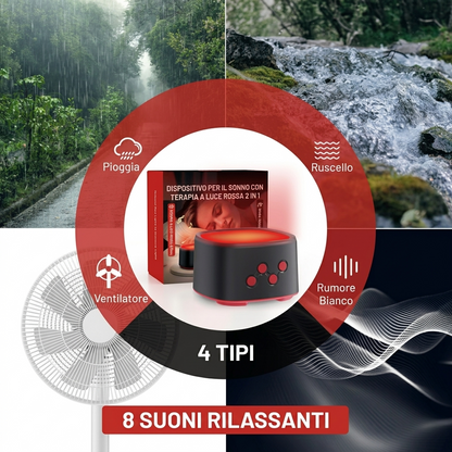 Dispositivo per il Sonno 2 in 1 | Terapia a Luce Rossa 670nm e Rumore Bianco