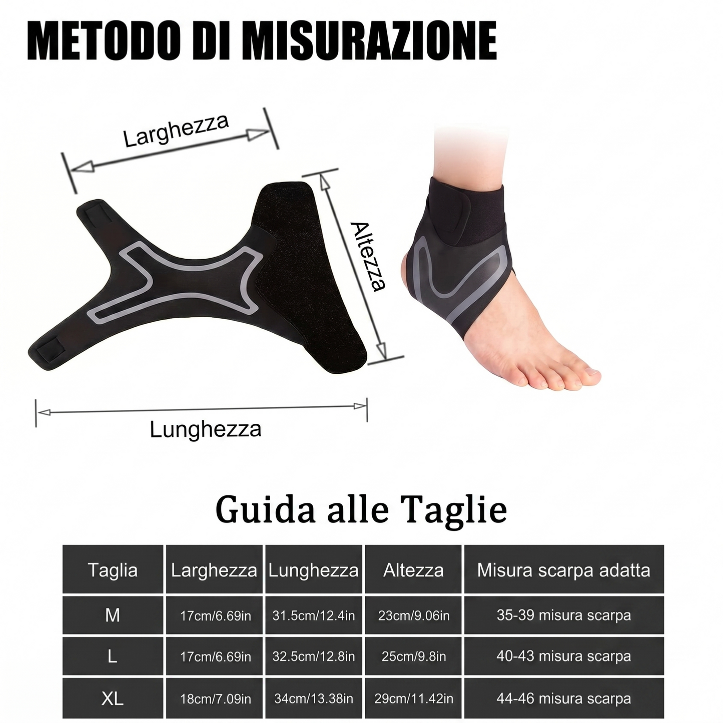 Cavigliera Sportiva a Compressione Regolabile | Fascia Protettiva Traspirante per Recupero e Prevenzione (1 Pezzo)