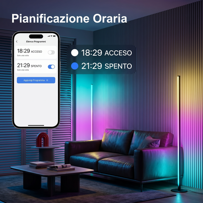 Lampada da Terra Angolare LED RGB-IC | Piantana Smart in Alluminio con App e Sincronizzazione Musicale (145 cm)