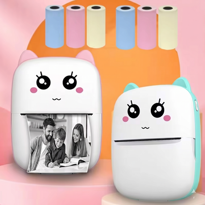 Mini Stampante Termica Portatile Bluetooth | Fotografica ed Etichettatrice Senza Inchiostro (Design Kawaii)