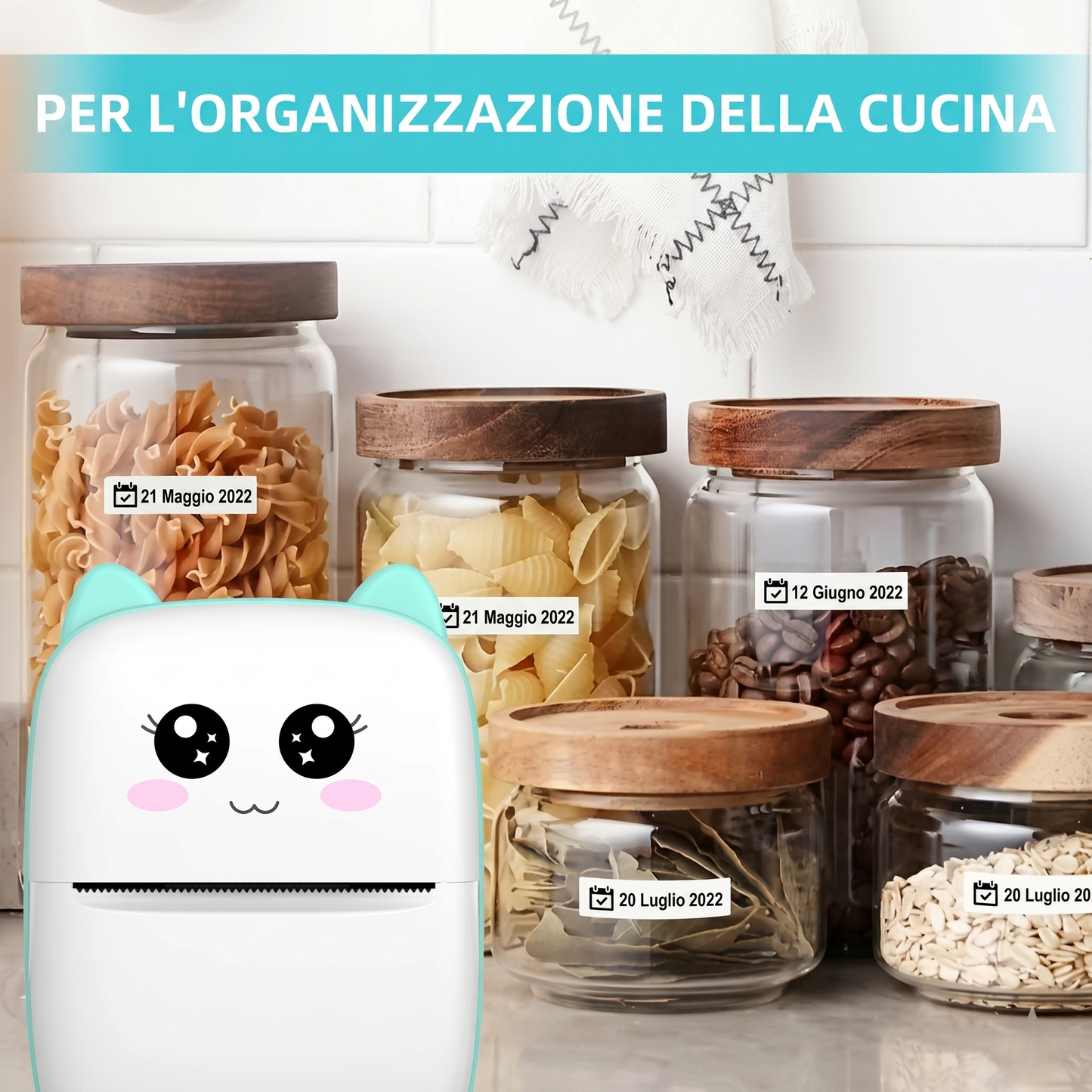 Mini Stampante Termica Portatile Bluetooth | Fotografica ed Etichettatrice Senza Inchiostro (Design Kawaii)