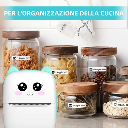 Mini Stampante Termica Portatile Bluetooth | Fotografica ed Etichettatrice Senza Inchiostro (Design Kawaii)