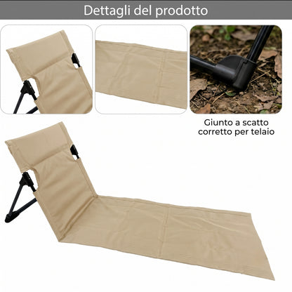 Sdraio Pieghevole da Pavimento con Schienale | Sedile Ultra-Leggero per Spiaggia, Parco e Campeggio