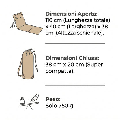 Sdraio Pieghevole da Pavimento con Schienale | Sedile Ultra-Leggero per Spiaggia, Parco e Campeggio
