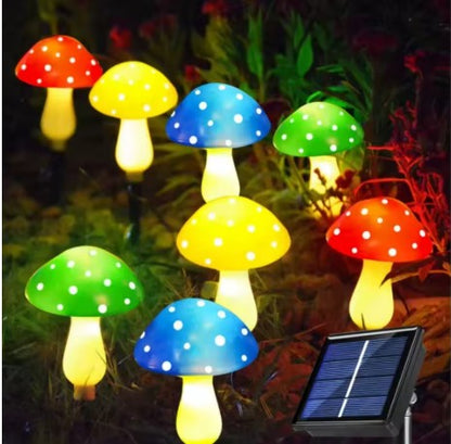 Set Luci Solari a Fungo per Giardino | Segnapasso Impermeabili con 8 Modalità (Blu, Rosso, RGB)