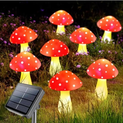 Set Luci Solari a Fungo per Giardino | Segnapasso Impermeabili con 8 Modalità (Blu, Rosso, RGB)