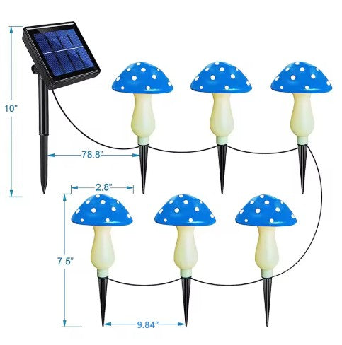 Set Luci Solari a Fungo per Giardino | Segnapasso Impermeabili con 8 Modalità (Blu, Rosso, RGB)
