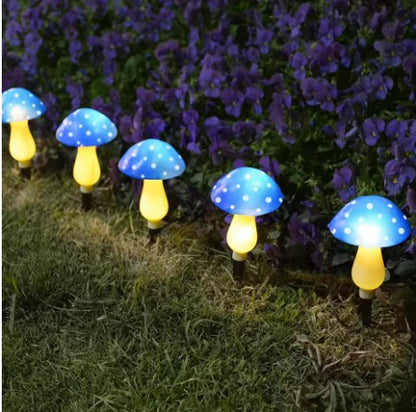 Set Luci Solari a Fungo per Giardino | Segnapasso Impermeabili con 8 Modalità (Blu, Rosso, RGB)
