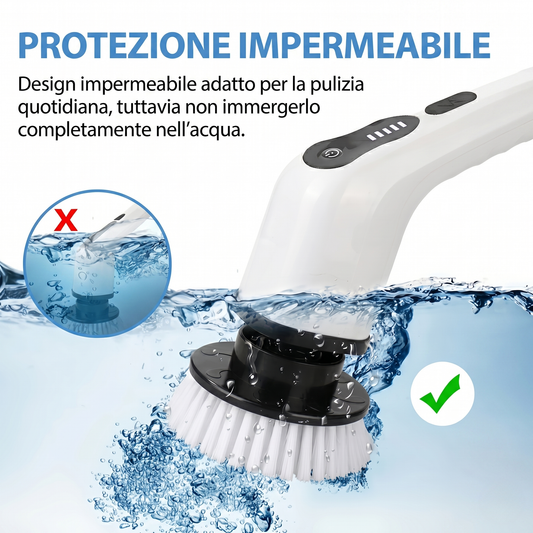 Spazzola Elettrica Rotante 9 in 1 Senza Fili | Scrubber Telescopico con Smart Display LED