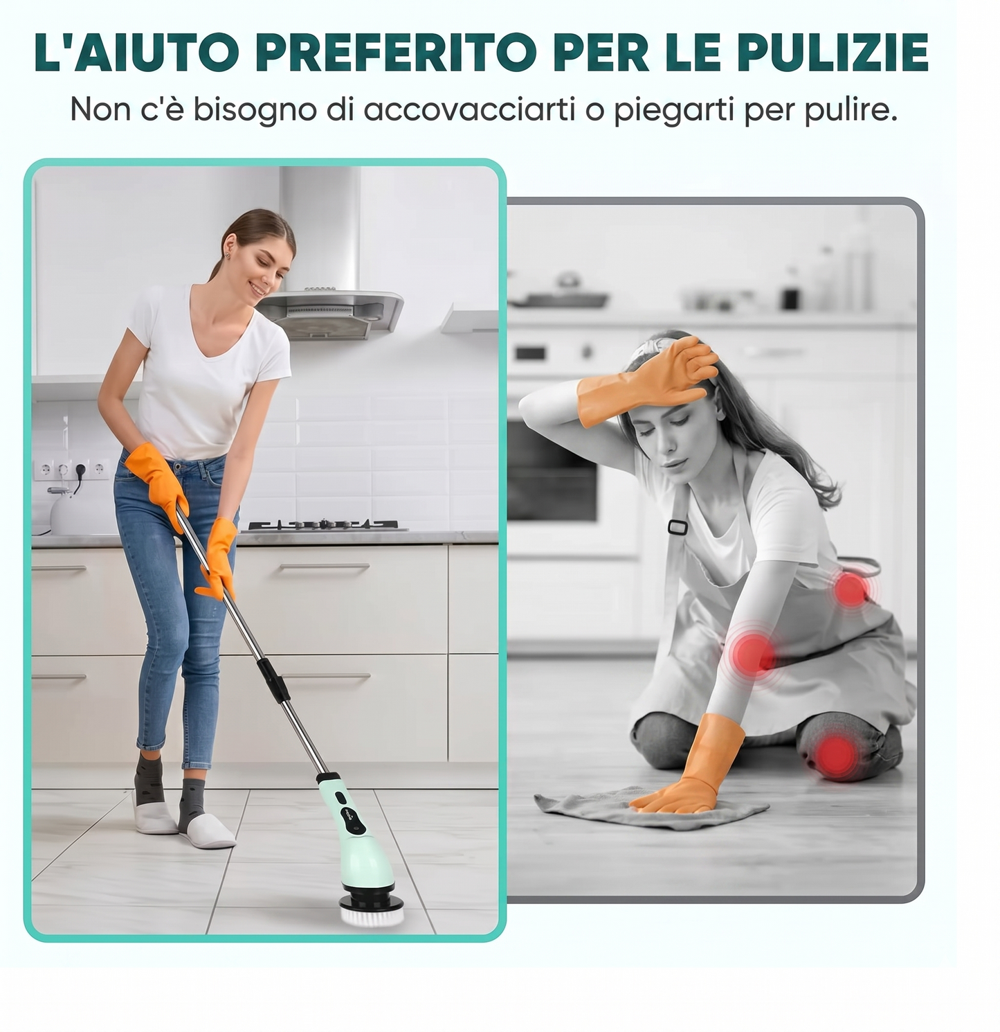 Spazzola Elettrica Rotante 9 in 1 Senza Fili | Scrubber Telescopico con Smart Display LED