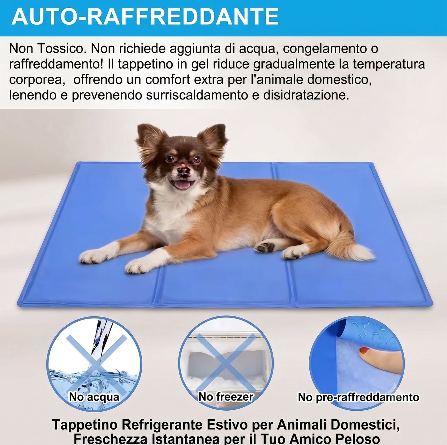 Kit Estate Cane e Gatto 2-in-1 | Tappetino Rinfrescante in Gel + Gioco Dispenser Interattivo Azzurro