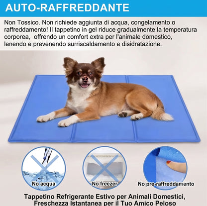 Kit Estate Cane e Gatto 2-in-1 | Tappetino Rinfrescante in Gel + Gioco Dispenser Interattivo Azzurro